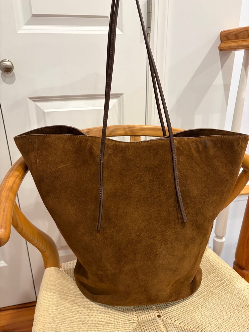Little Liffner brown suede tulip tote